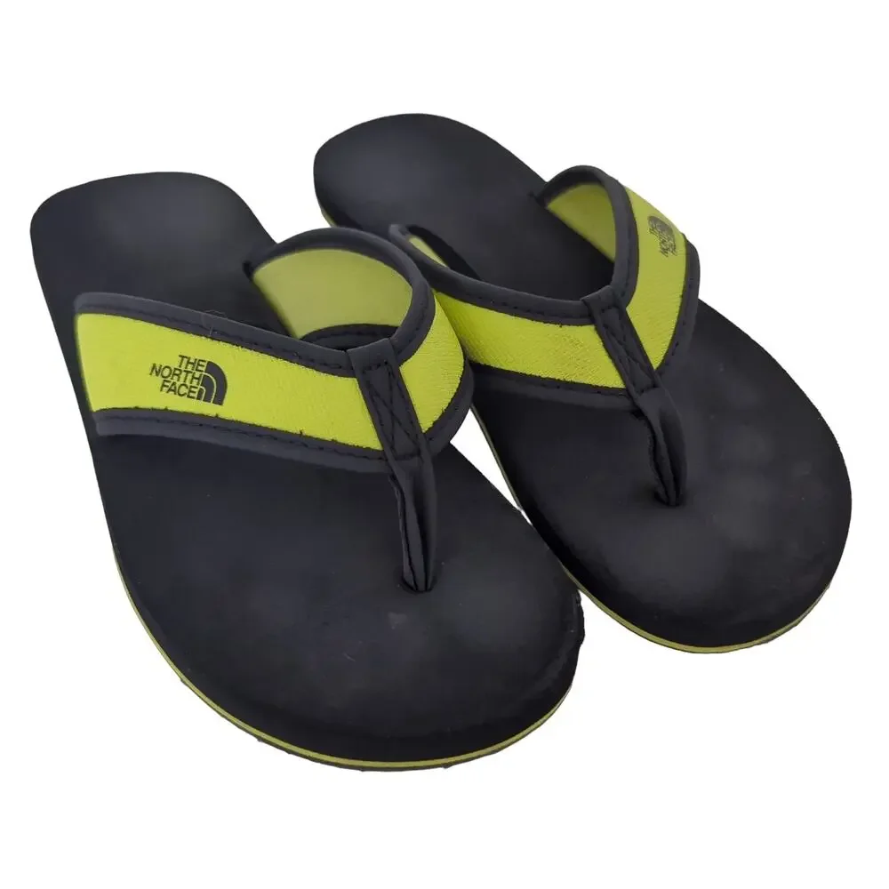 The North Face Kids Base Camp Flip Flop Sandals Size 2 Boy Girl Neon Black Beach